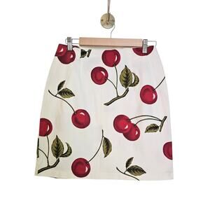 Vintage Briggs Cherry Print A-Line Mini Skirt Size 12